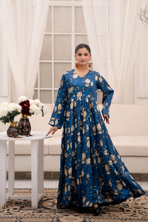 Blue Petal Silk Dress