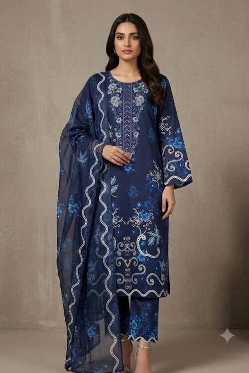 Zarmina Midnight Bloom Lawn 3 Piece Suit